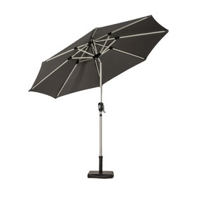 2.7m Aluminium Crank and Tilt Parasol with LED Strip Lights