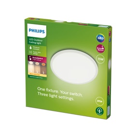 Philips Warm White Superslim Integrated LED Outdoor Flush Ceiling Light